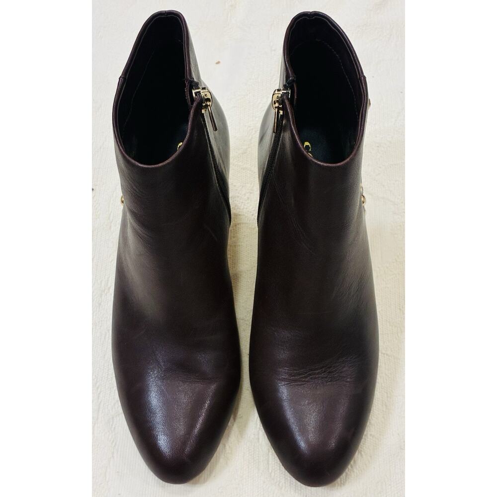 Coach Hickory Soft Shine Leather Ankle Boots, "Chestnut" brown Size 7.5 Bootie